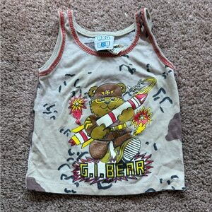 vintage toy box GI bear tank top baby 6 months retro camoflauge unisex